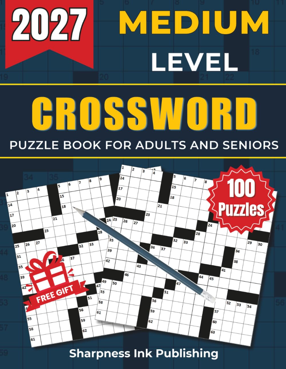 Medium Crossword Puzzle Book for Adults and Seniors - 100 Big Font Puzzles: Engaging Challenges to Boost Your Focus and Keep Your Eyes Relaxed for Hours of Fun, Perfect Gift for Cross Word Lover
