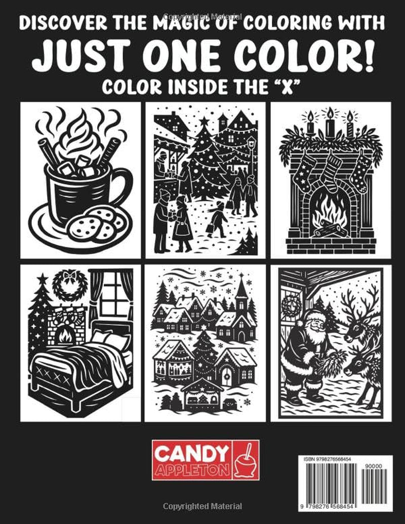 Christmas Monochrome Coloring Book for Adults: Escape into Relaxing Holiday Illustrations and Cozy Winter Scenes with Just One Color!