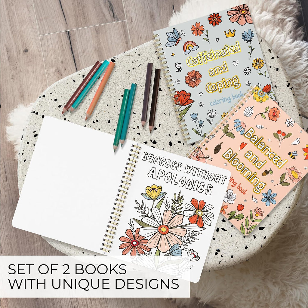 Beautiful Adult Coloring Book Set of 2 for Relaxation - Sassy and Funny