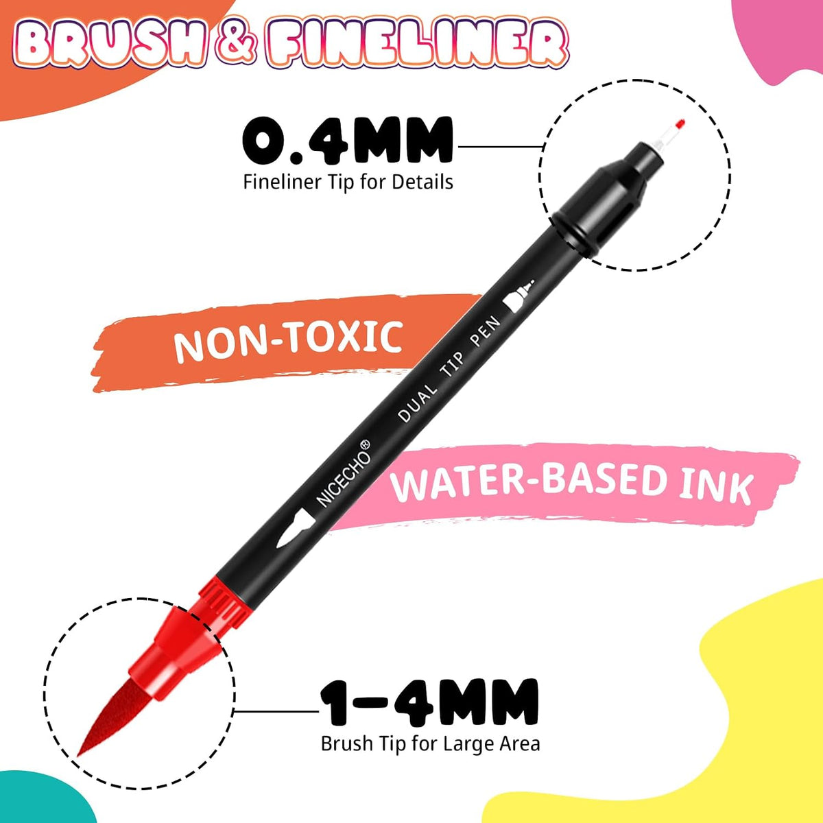 24 Colors Dual Tip Art Markers Pens for Adult Coloring Books