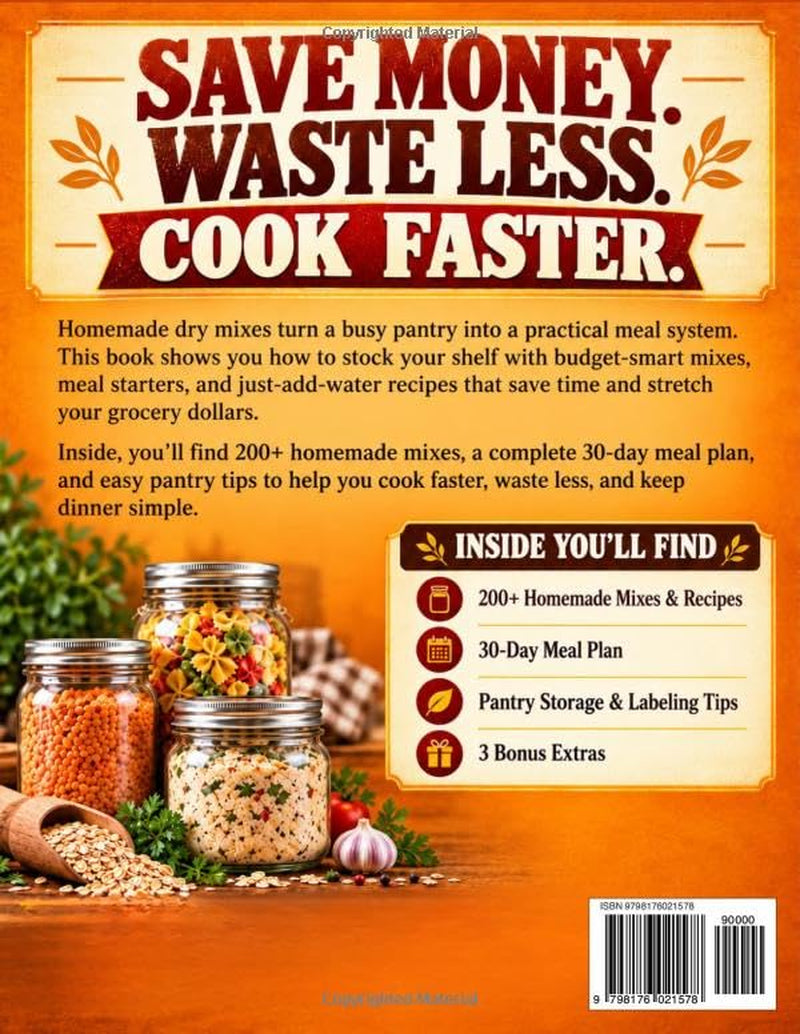 The Complete Dry Mix Pantry Cookbook: Build a Clean, Budget-Smart Pantry with 200+ Homemade Mixes, Meal Starters, and Just-Add-Water Recipes to save Money, Waste Less, and Cook Faster