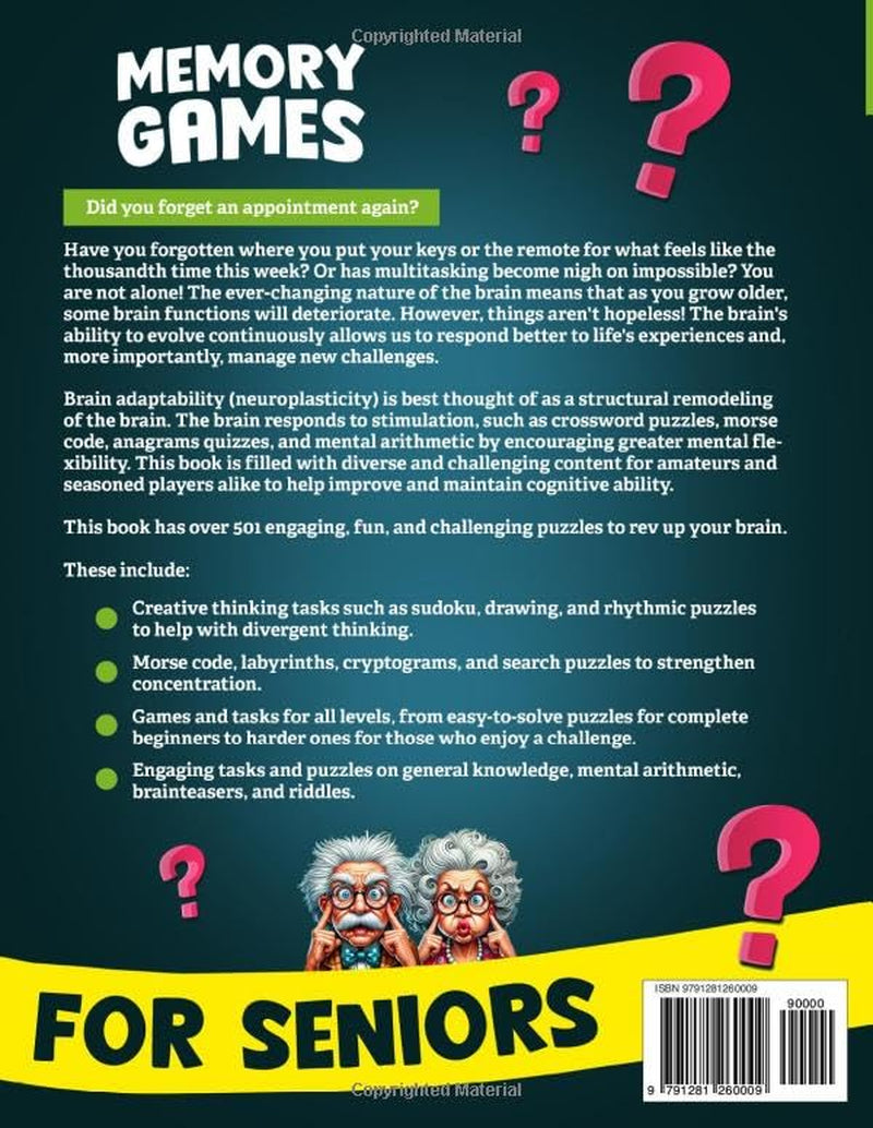 Memory Games for Seniors: a Large Print XXL Puzzle Activity Book with 501 Exciting and Funny Brain Exercises to Increase Cognitive Abilities [The Smart Senior Adult'S Gift]