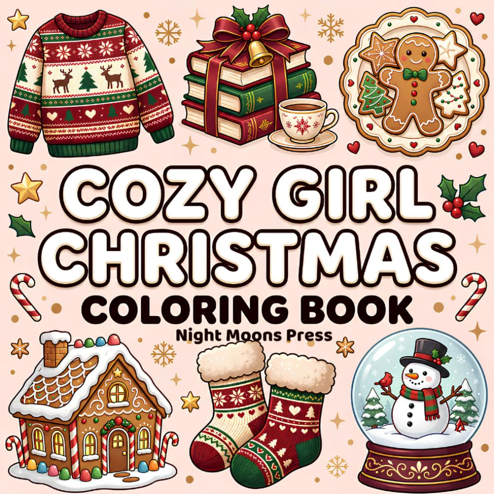 COZY GIRL CHRISTMAS Coloring Book: Coloring Book for Women, Adults, and Teens Featuring Cozy Christmas Scenes | Cute and Easy Holiday Designs | Bold ... Characters, and Relaxing Holiday Objects