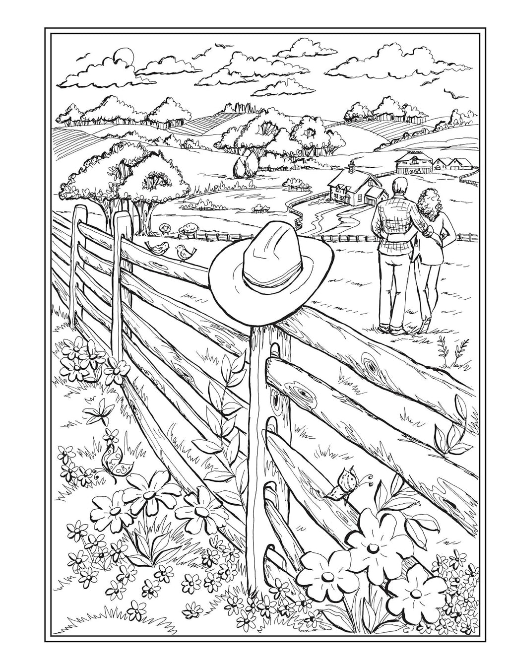 Creative Haven Romantic Country Scenes Coloring Book: Lovely Picnic Spots, Lakeside Canoes, Scenic Gardens, and Cozy Couples for Relaxation and Stress Relief (Adult Coloring Books: in the Country)
