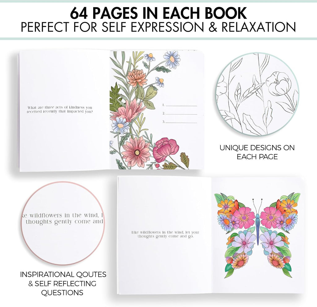 Beautiful Adult Coloring Book Set of 2 for Relaxation - Gratitude Books