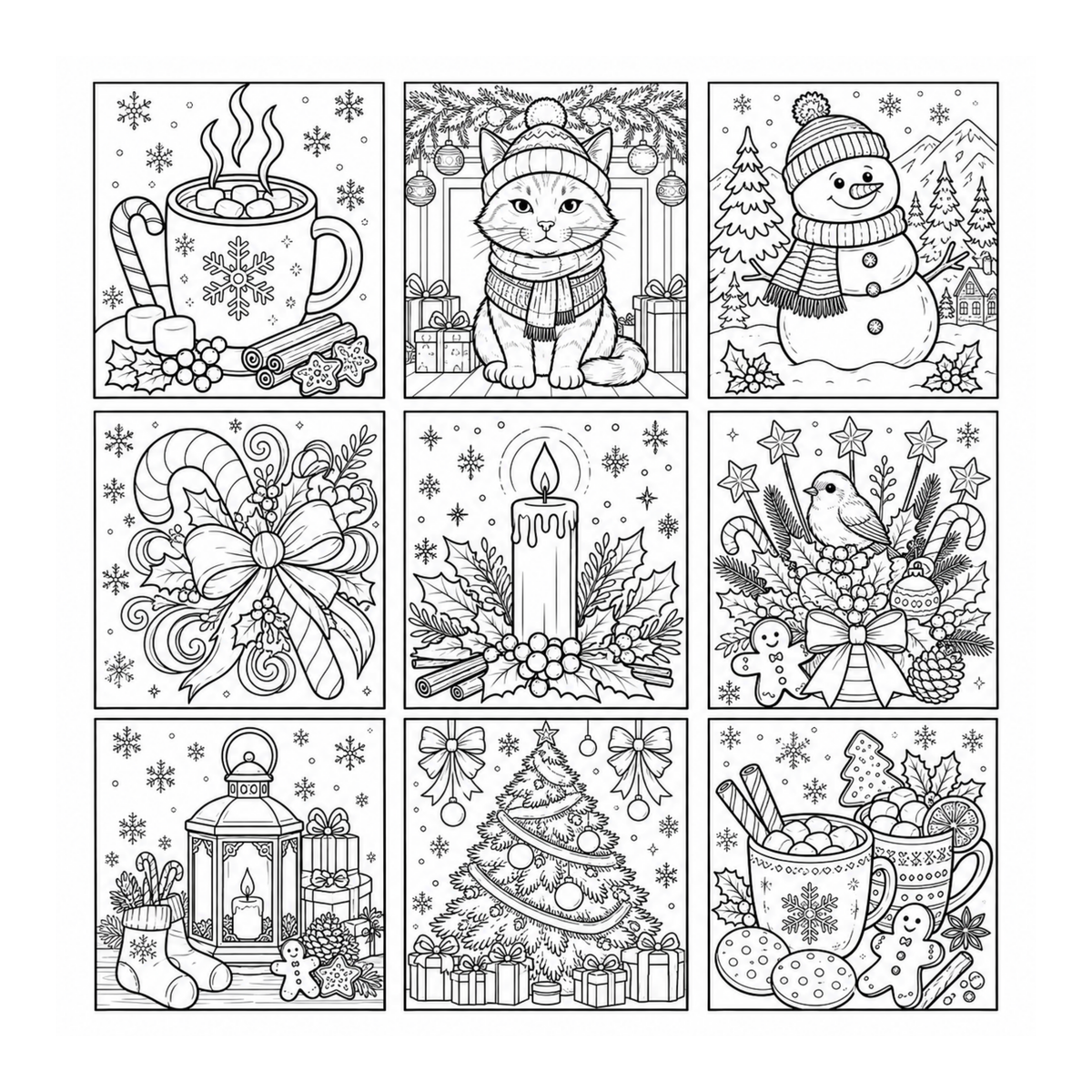 Christmas Adult Coloring Book + FREE 48 Colored Pencils HueNest