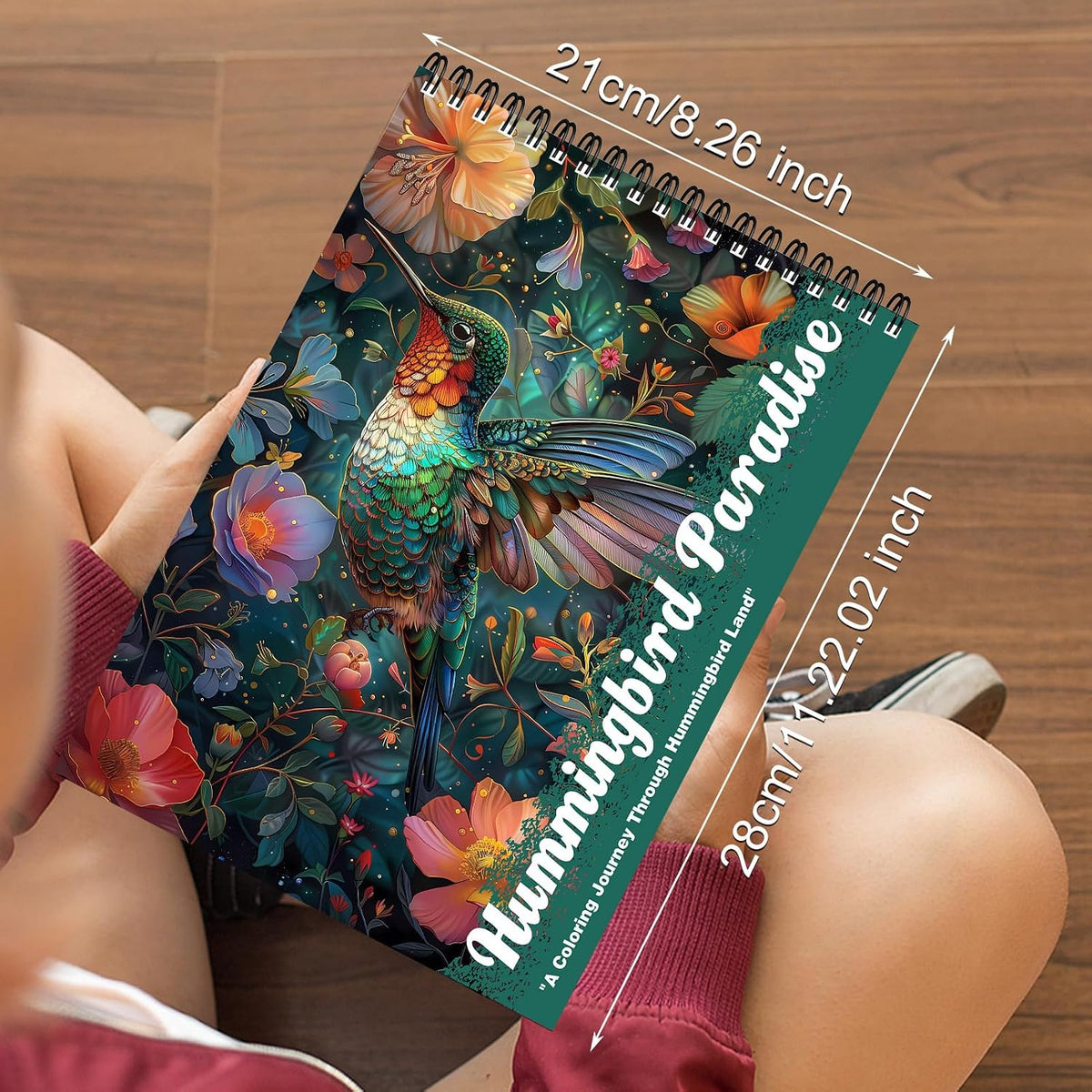 Humming Bird Adult Coloring Book Spiral Bound Mindfulness Adult Coloring Book for Women Relaxation Spiral Bound Lay Flat, Single-Sided Print with 24 Pages, Anxiety Relief Gifts Relaxation