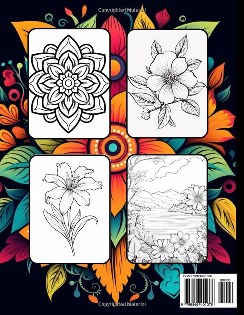 Large Print Coloring Book for Seniors with Low Vision: Mandalas, Nature and Flowers, Images for Everyone to Enjoy
