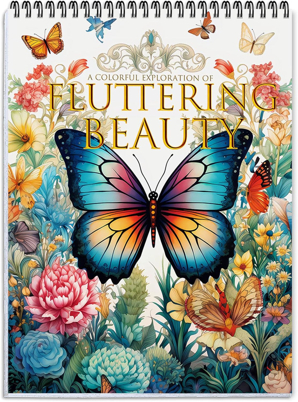 Coloring Books for Adults, 24 Spiral-Bound Single-Sided Butterfly Designs