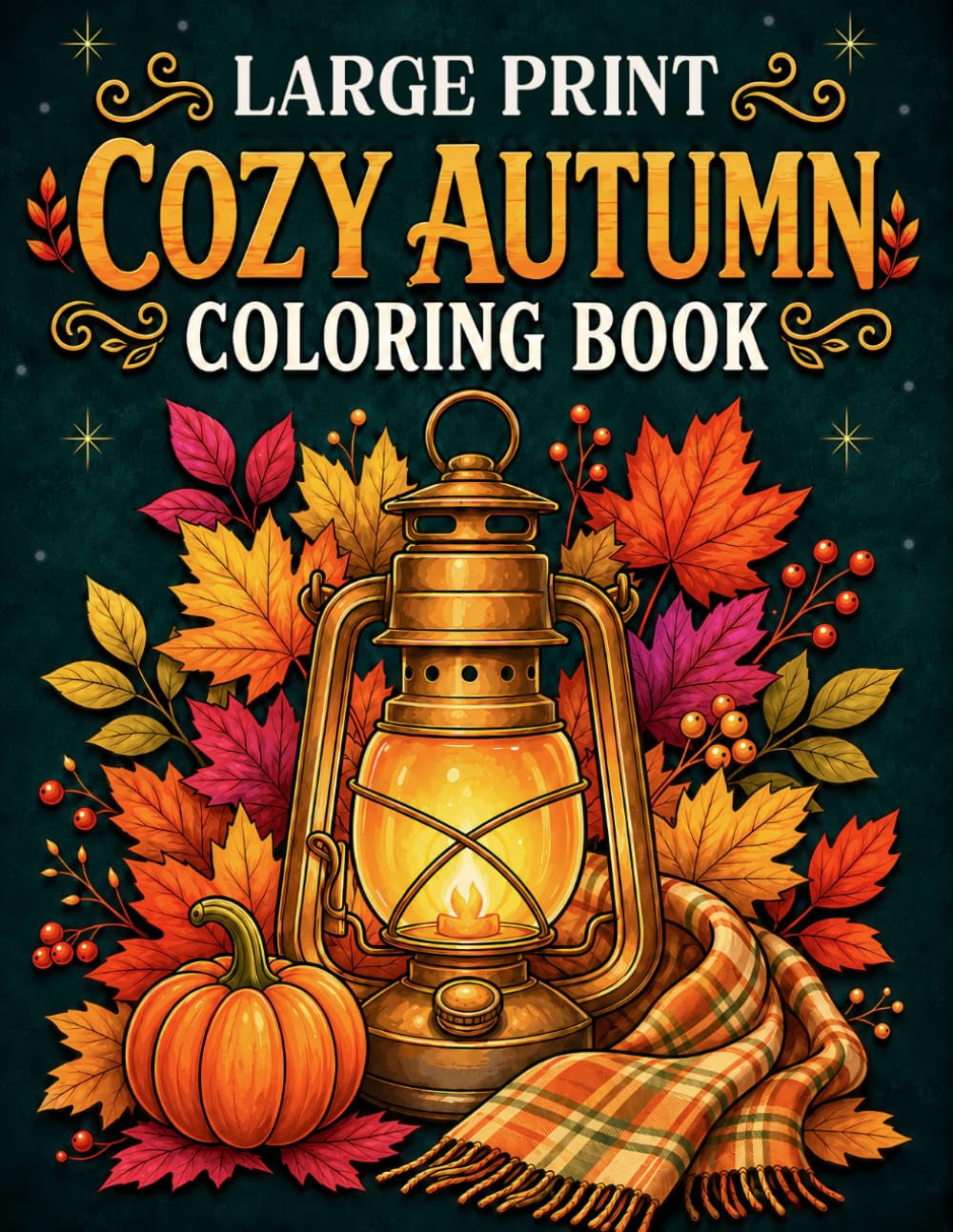 Large Print Cozy Autumn Coloring Book: 50+ Simple, Easy, and Charming Fall-Themed Coloring Pages for Adults and Seniors with Large Designs for Relaxation and Joy