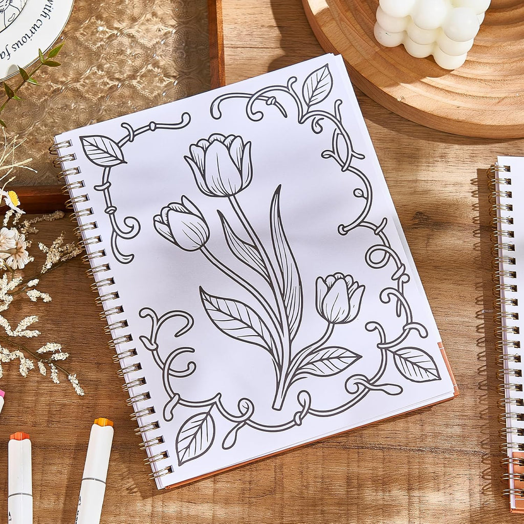 Natural Adult Coloring Book for Women with Spiral Bound, Relaxation Gifts