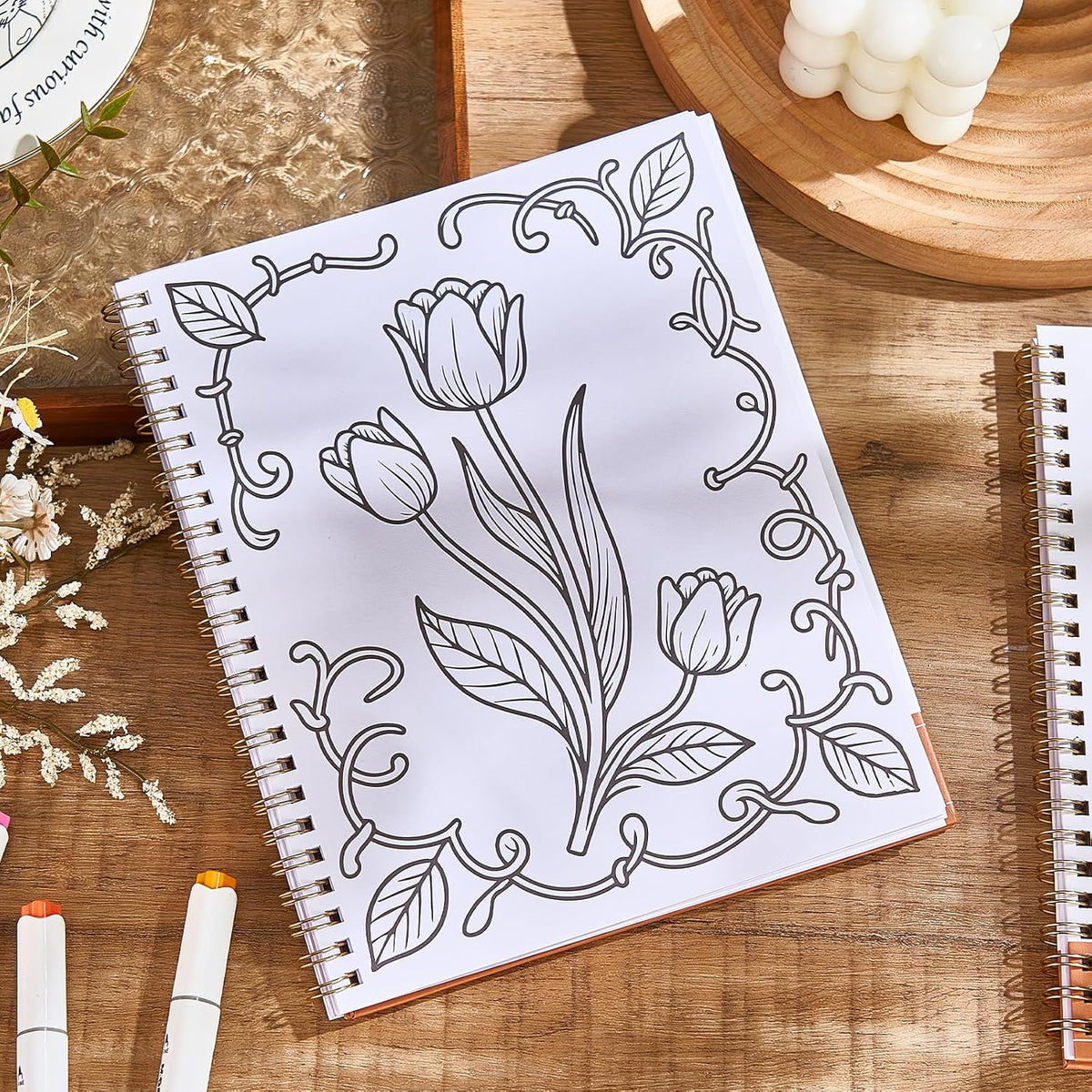 Natural Adult Coloring Book for Women with Spiral Bound, Relaxation Gifts