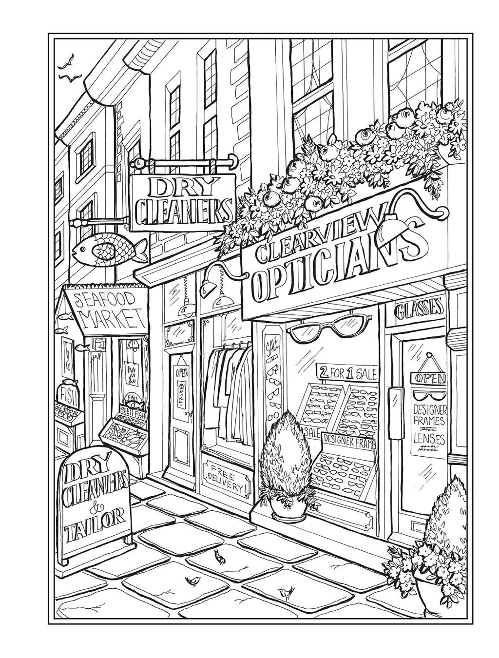 Creative Haven Main Street Coloring Book: Charming Storefronts and Cozy Town Scenes for Stress Relief and Relaxation (Adult Coloring Books: USA)