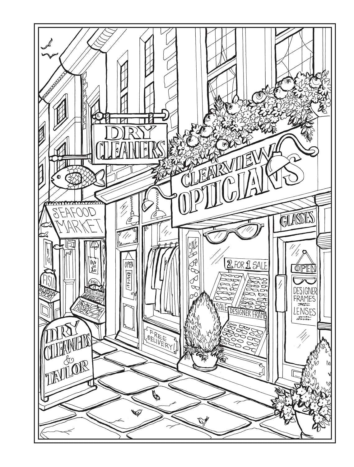 Creative Haven Main Street Coloring Book: Charming Storefronts and Cozy Town Scenes for Stress Relief and Relaxation (Adult Coloring Books: USA)