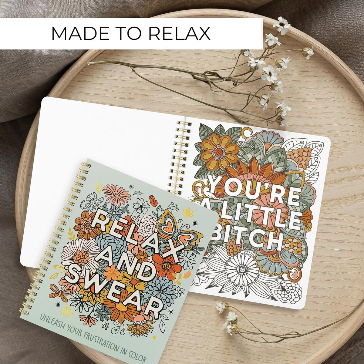 Beautiful Coloring Book Set of 2 for Adult Relaxation with Floral Designs