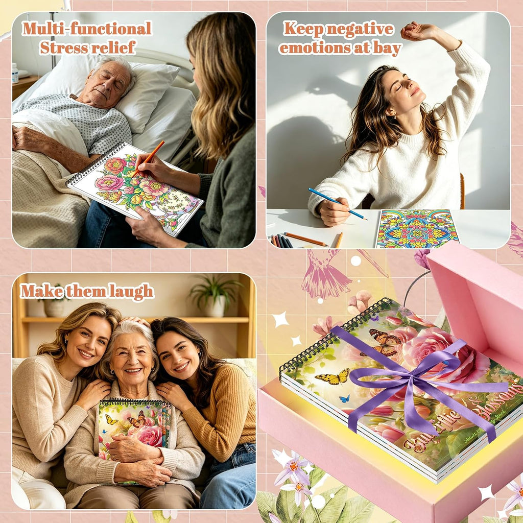 3 Pack Adult Coloring Books for Women, Spiral Bound