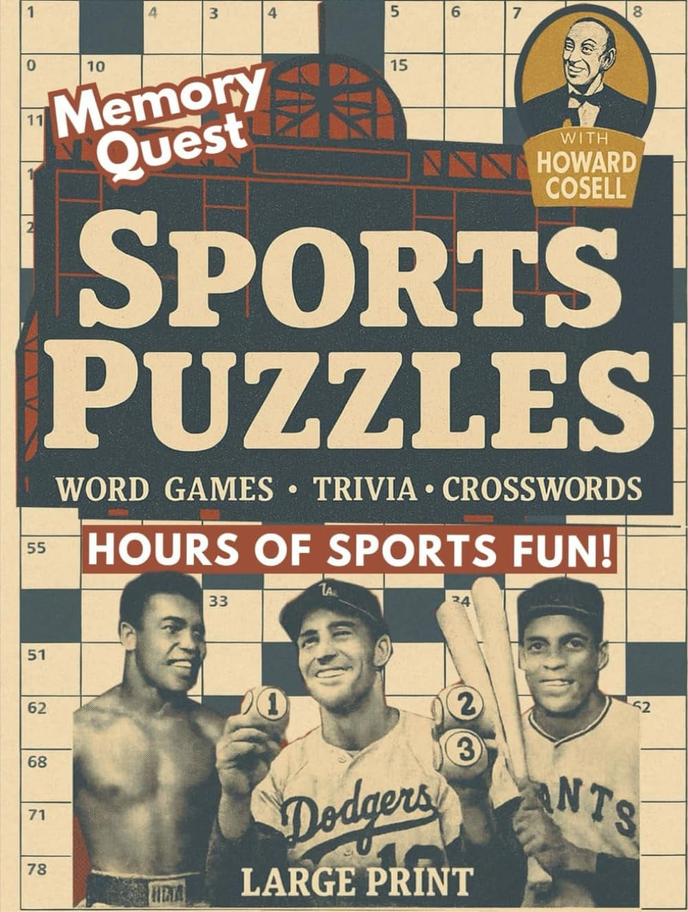 Memory Quest Sports Puzzles: Word Games, Trivia, Crosswords & Brain Boosters: Large Print Activity Book for Adults & Seniors