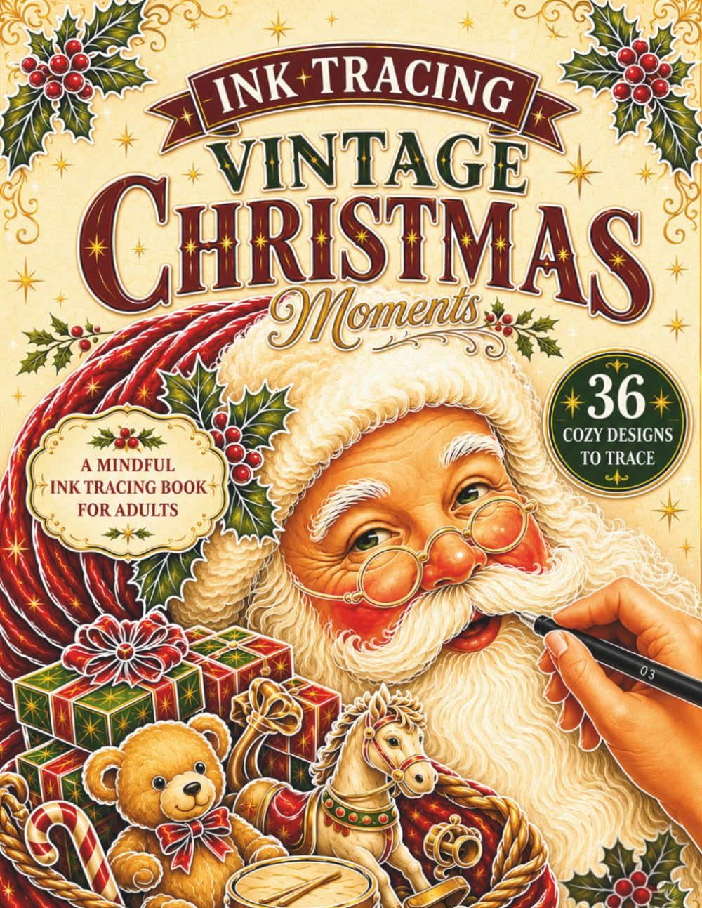 Ink Tracing: Vintage Christmas Moments: a Holiday Ink Tracing Book for Adults
