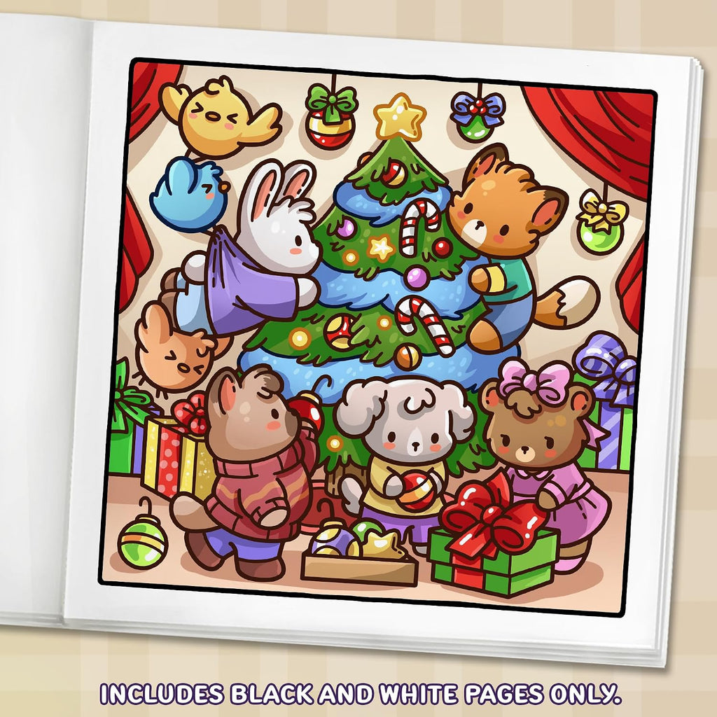 Merry Christmas: Cozy Coloring Book for Adults and Teens with Adorable Characters and Cute Holiday Scenes for Relaxation
