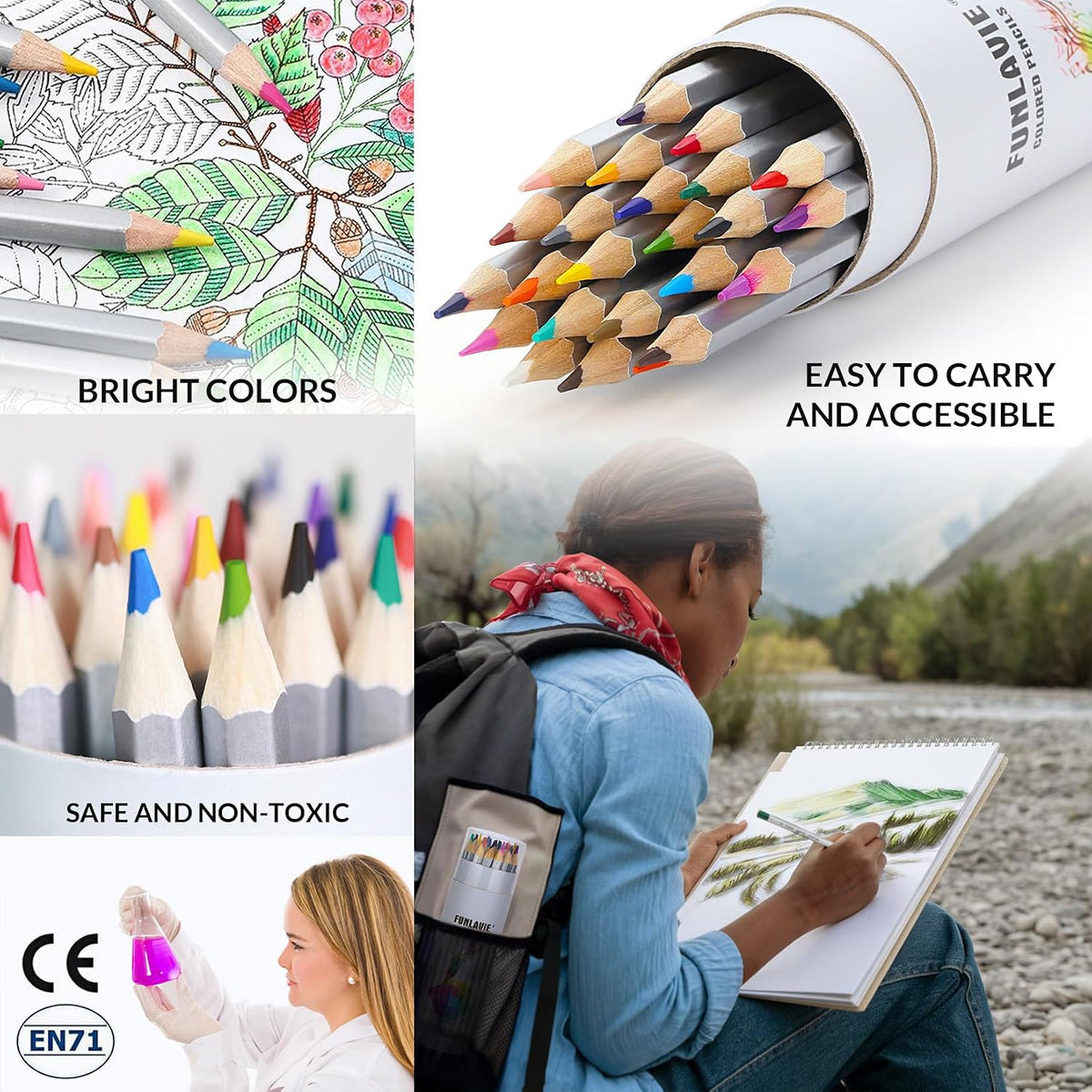 48 Colored Pencils for Adult Coloring Books, Soft Core Art Pencils