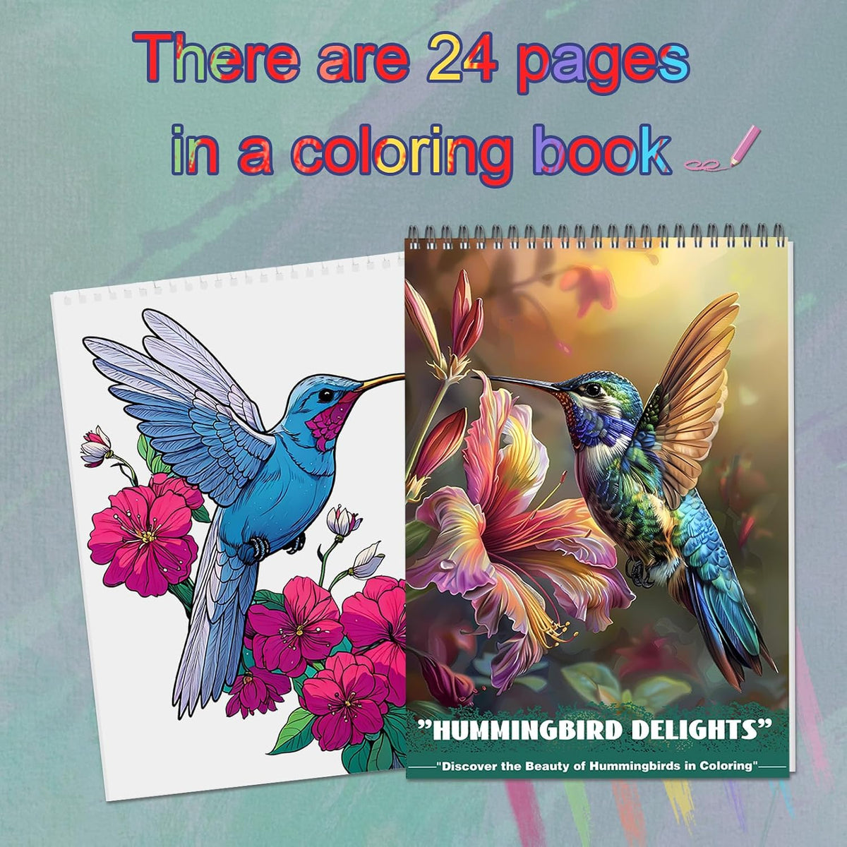 Humming Bird Adult Coloring Book Spiral Bound Mindfulness Adult Coloring Book for Women Relaxation Spiral Bound Lay Flat, Single-Sided Print with 24 Pages, Anxiety Relief Gifts Relaxation