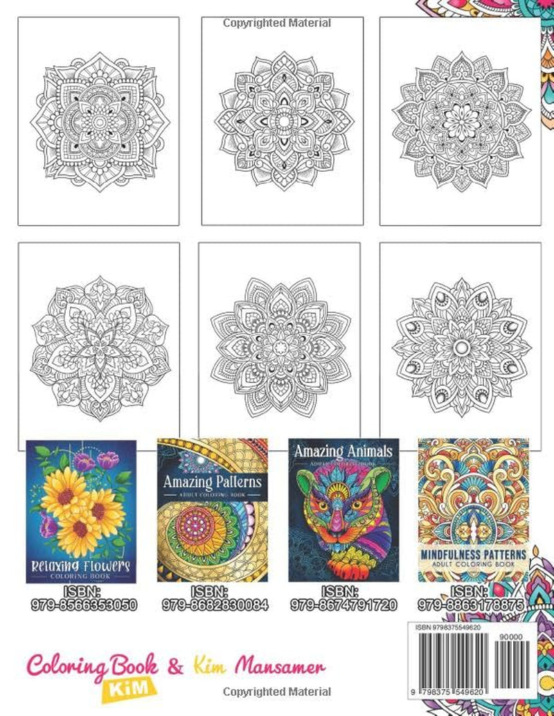 Relaxing Mandala Patterns Adult Coloring Book: Stress Relieving Mandala, Anxiety Relief Coloring Pages.