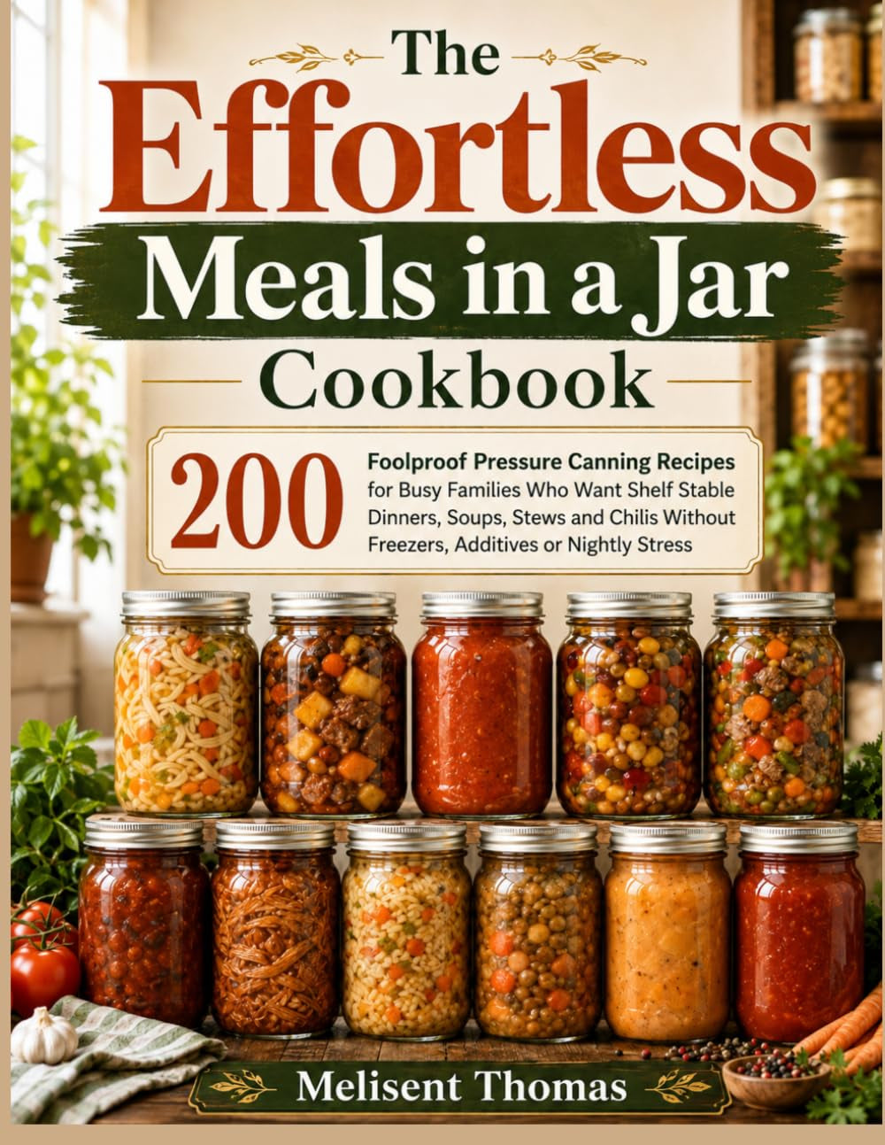 The Effortless Meals in a Jar Cookbook: 200 Foolproof Pressure Canning Recipes for Busy Families Who Want Shelf Stable Dinners, Soups, Stews and Chilis without Freezers, Additives or Nightly Stress