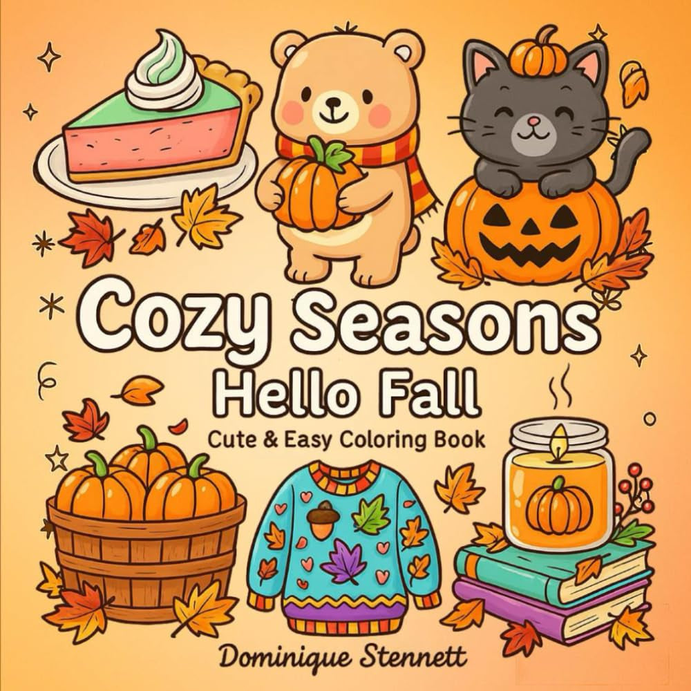 Cozy Seasons: Hello Fall: Cute and Easy Coloring Book for Adults, Teens with Simple and Relaxing Fall Designs| Featuring Images of Autumn, Halloween, ... Cute & Easy Adult & Teen Coloring Books)