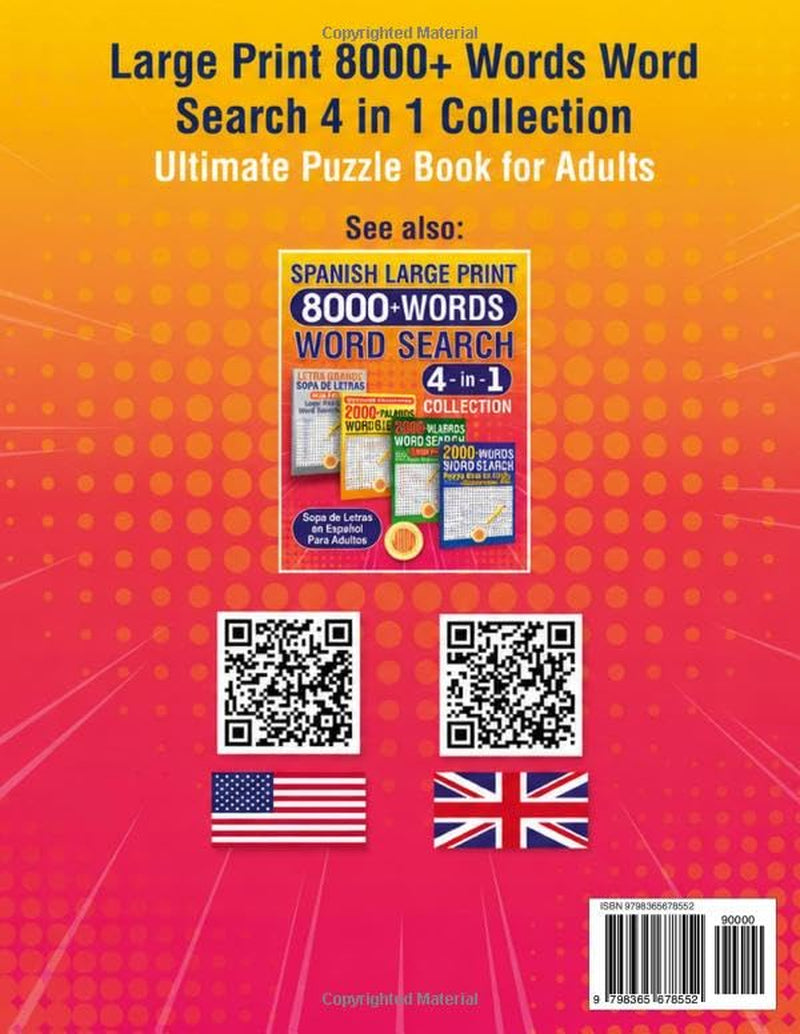 Large Print 8000+ Words Word Search 4 in 1 Collection: Ultimate Puzzle Book for Adults