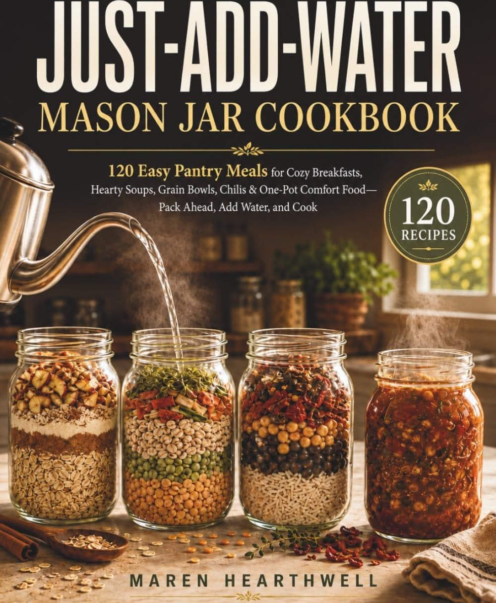 Just-Add-Water Mason Jar Cookbook: 120 Easy Pantry Meals for Cozy Breakfasts, Hearty Soups, Grain Bowls, Chilis & One-Pot Comfort Food—Pack Ahead, Add Water, and Cook