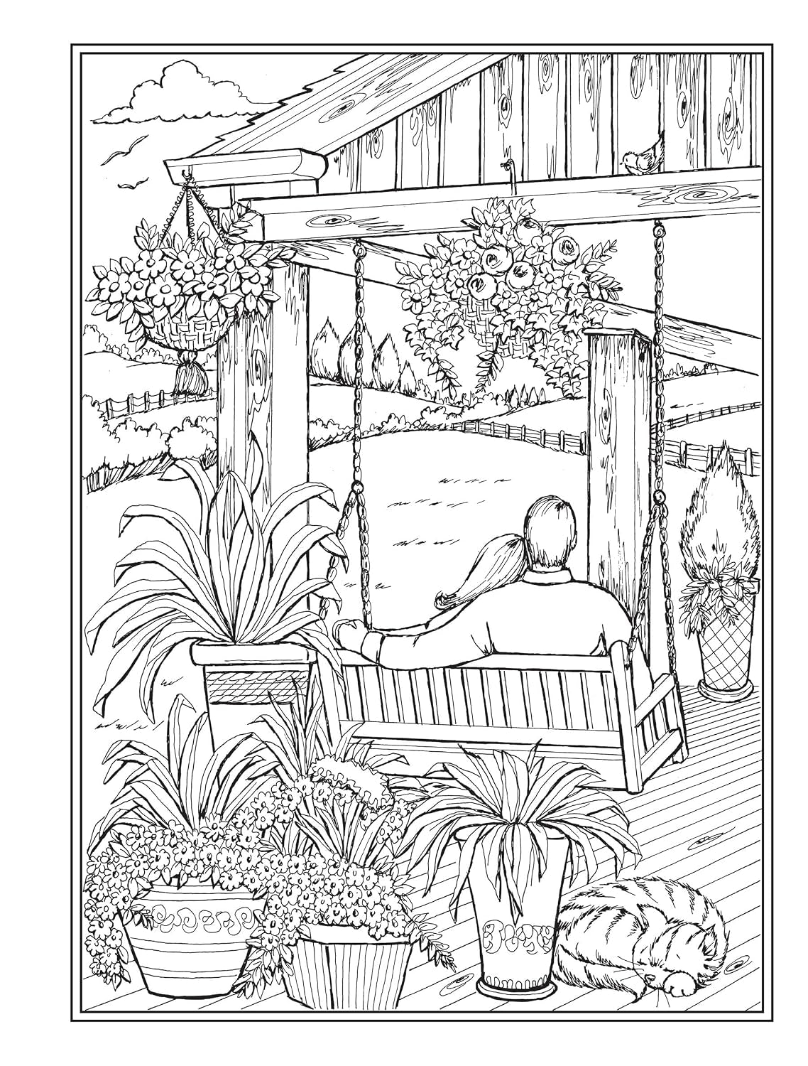 Creative Haven Romantic Country Scenes Coloring Book: Lovely Picnic Spots, Lakeside Canoes, Scenic Gardens, and Cozy Couples for Relaxation and Stress Relief (Adult Coloring Books: in the Country)