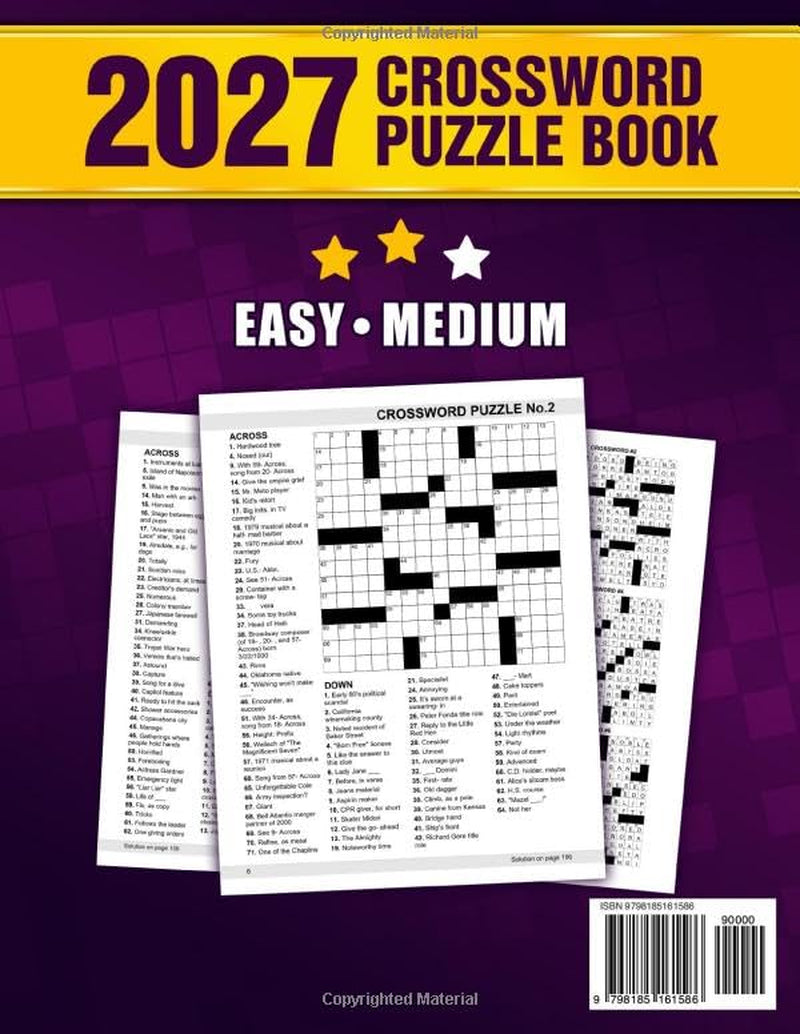 Easy Medium Crossword Puzzle Book for Adults and Seniors with 100 Puzzles: Relaxing Easy and Medium Crossword Challenges to Keep Your Mind Sharp and Entertained