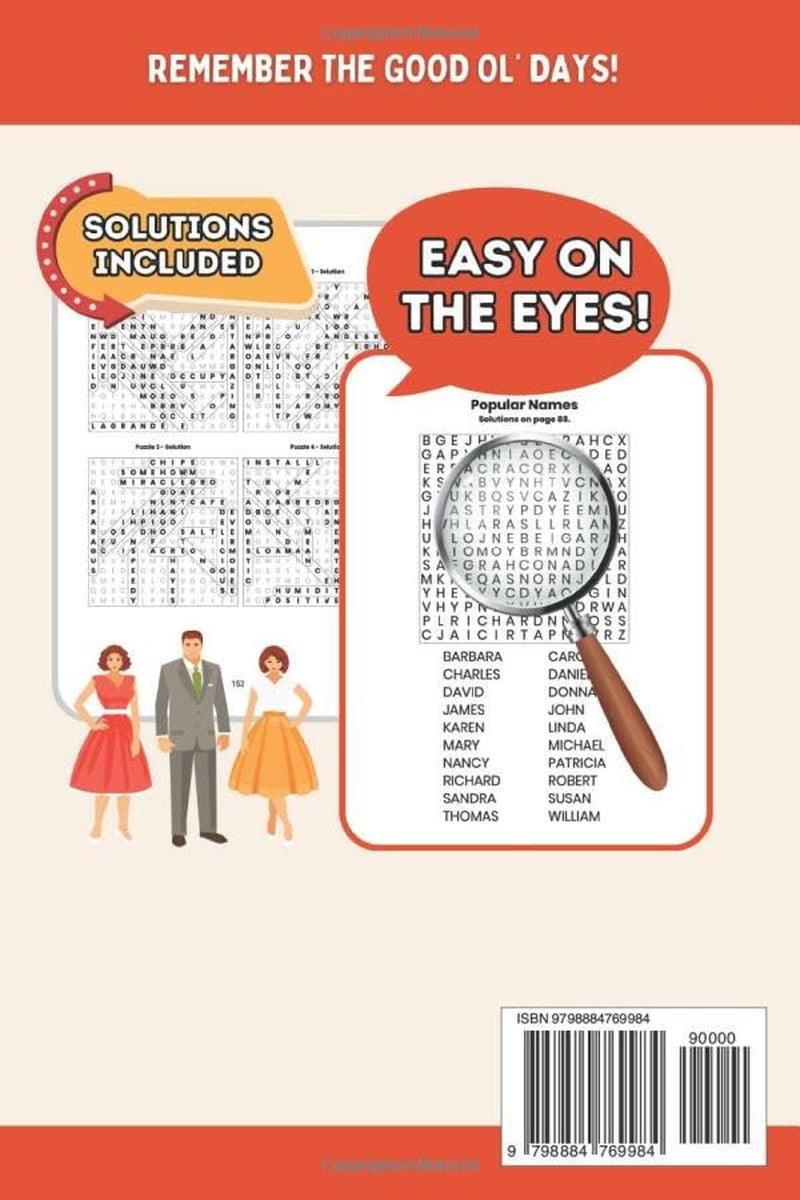 1950S Word Search for Adults: Large Print (85 Themed Puzzles) Wordfind Puzzle Book for Seniors, Parents, & Grandparents to Remember the Good Ol' Days