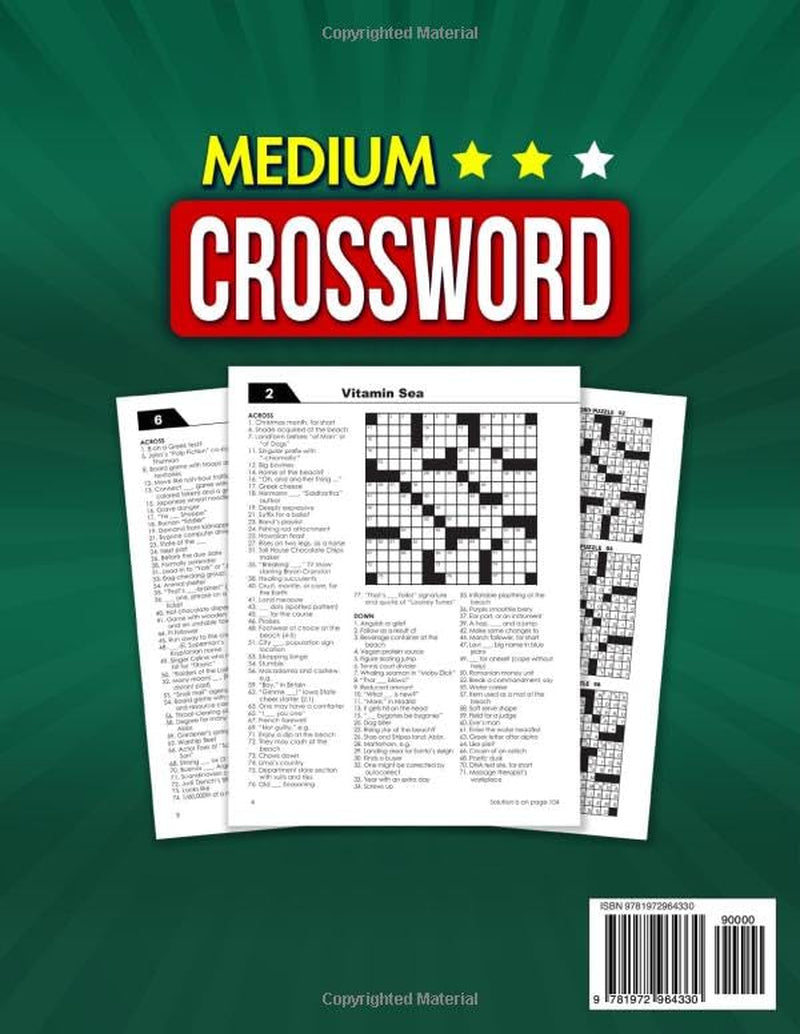Medium-Difficulty Crossword Puzzle Book for Adults and Seniors with 100 Themed Puzzles: Sharpen Your Mind with Topic-Based Challenges for ... for Puzzle Lover) (Gifts for Men & Women)