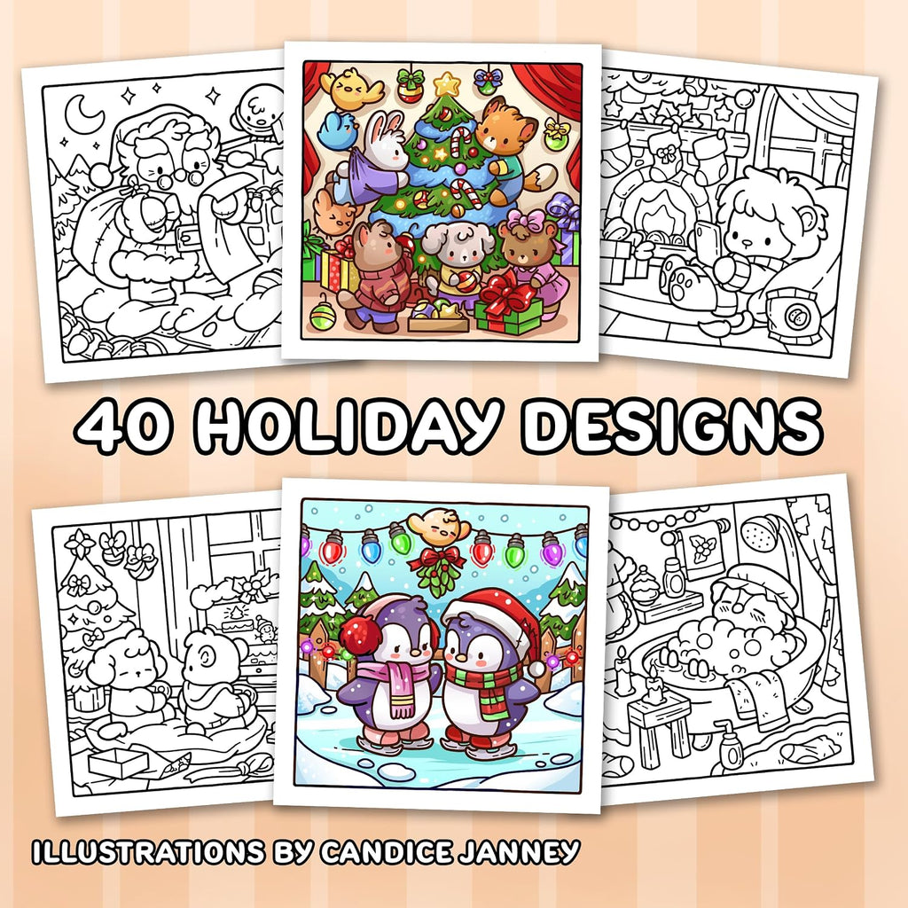 Merry Christmas: Cozy Coloring Book for Adults and Teens with Adorable Characters and Cute Holiday Scenes for Relaxation