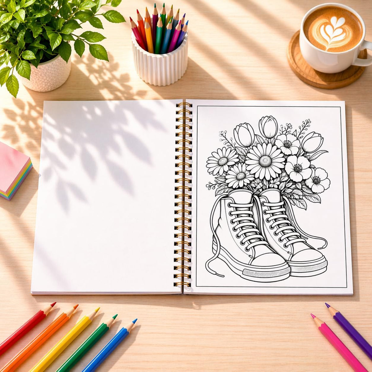 Anxiety Relief Coloring Book for Adults Spiral Bound: 50 Relaxing Designs for Stress Relief and Mindfulness | Floral, Nature & Cozy Scenes for Women and Men | Perforated Pages | Single-Sided Print