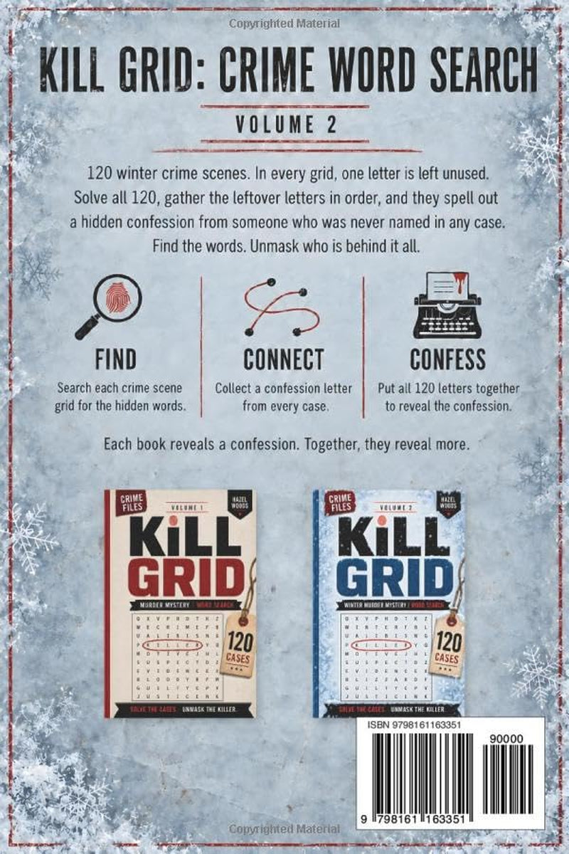 Kill Grid Volume 2 | Winter Murder Mystery Word Search: 120 Connected Cozy Detective Crime Cases for Adults & Teens | Unmask the Killer | Whodunit Word Find Puzzle Book, Gift for Mystery Lovers