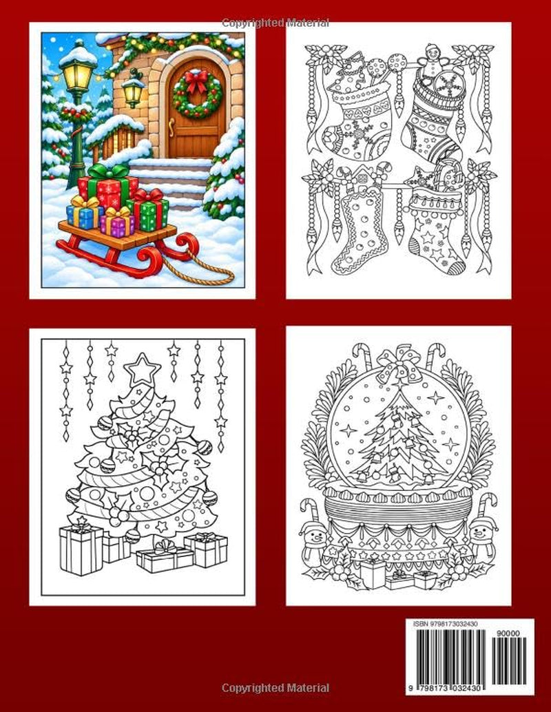 Christmas Adult Coloring Book: Featuring 50 Simple Winter and Christmas-Themed Designs for Stress Relief and Relaxation