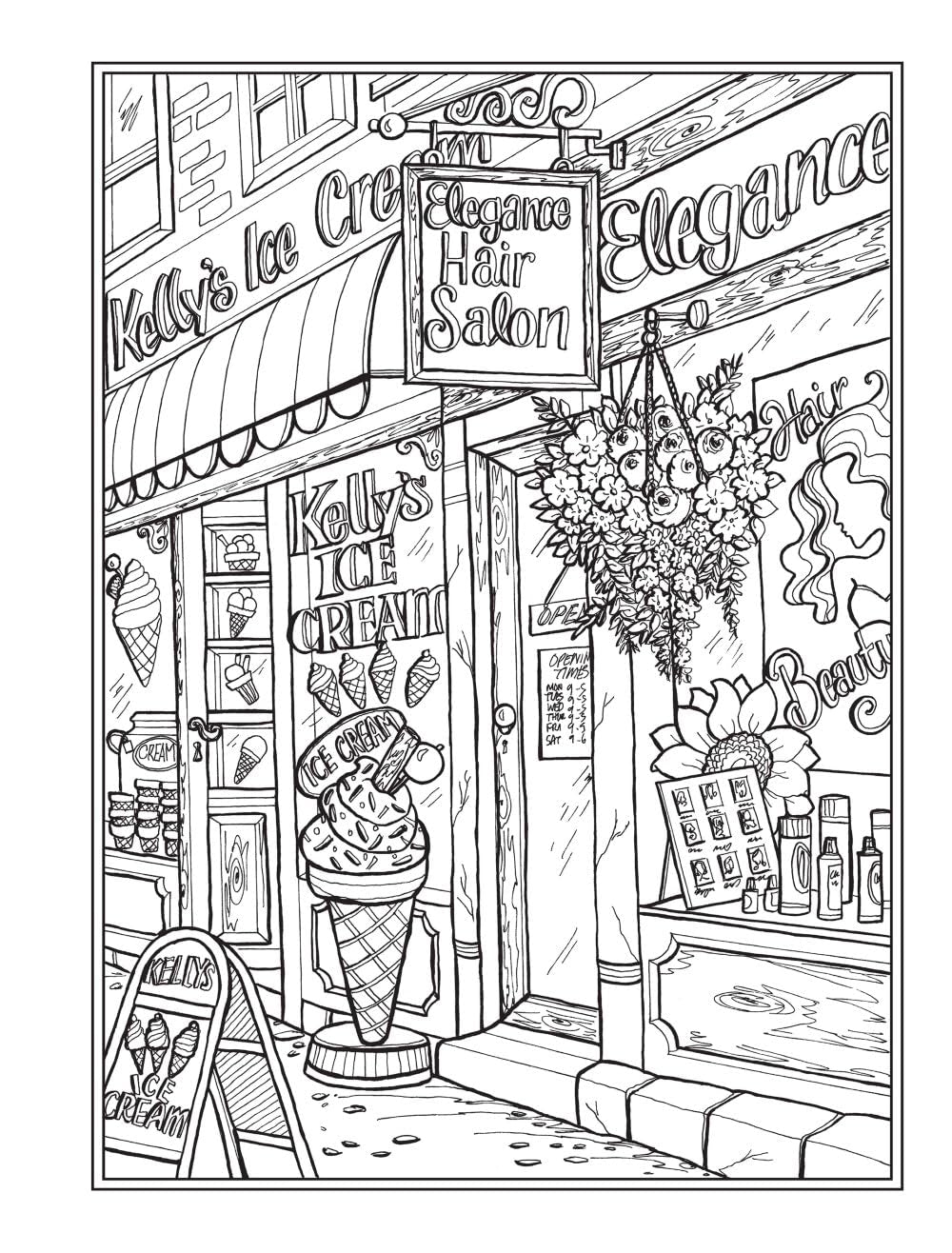 Creative Haven Main Street Coloring Book: Charming Storefronts and Cozy Town Scenes for Stress Relief and Relaxation (Adult Coloring Books: USA)