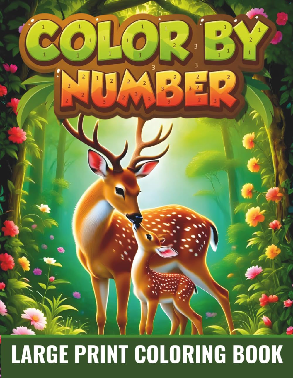 Large Print Color by Number Adult Coloring Book: Color by Number Book for Adults and Seniors, Large Print Easy Designs with Simple Coloring Pages for Relaxation, Featuring Nature, Animals and Flowers.