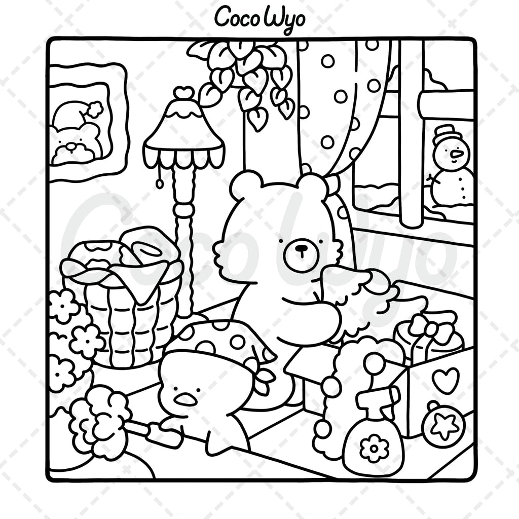 Comfy Days: Coloring Book for Adults and Teens Featuring Super Cute Animal Characters in Cozy Hygge Moments for Relaxation (Cozy Spaces Coloring)