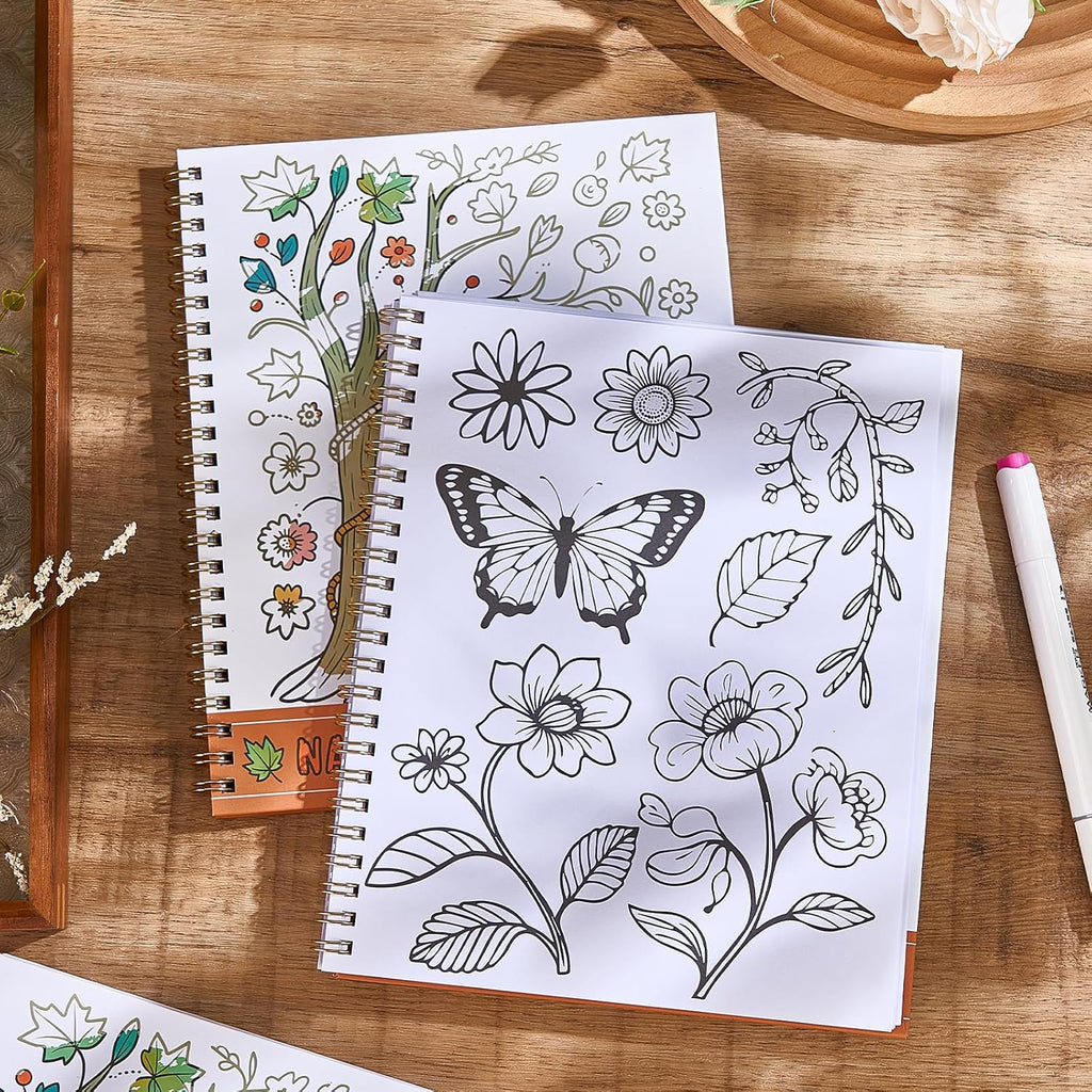 Natural Adult Coloring Book for Women with Spiral Bound, Relaxation Gifts