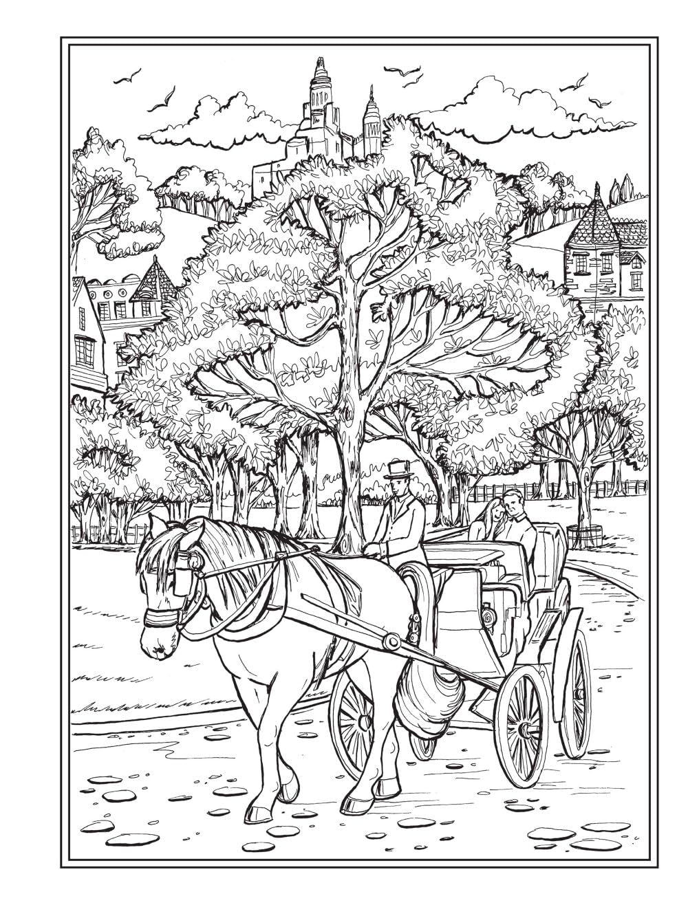 Creative Haven Romantic Country Scenes Coloring Book: Lovely Picnic Spots, Lakeside Canoes, Scenic Gardens, and Cozy Couples for Relaxation and Stress Relief (Adult Coloring Books: in the Country)