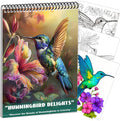 Humming Bird Adult Coloring Book Spiral Bound Mindfulness Adult Coloring Book for Women Relaxation Spiral Bound Lay Flat, Single-Sided Print with 24 Pages, Anxiety Relief Gifts Relaxation