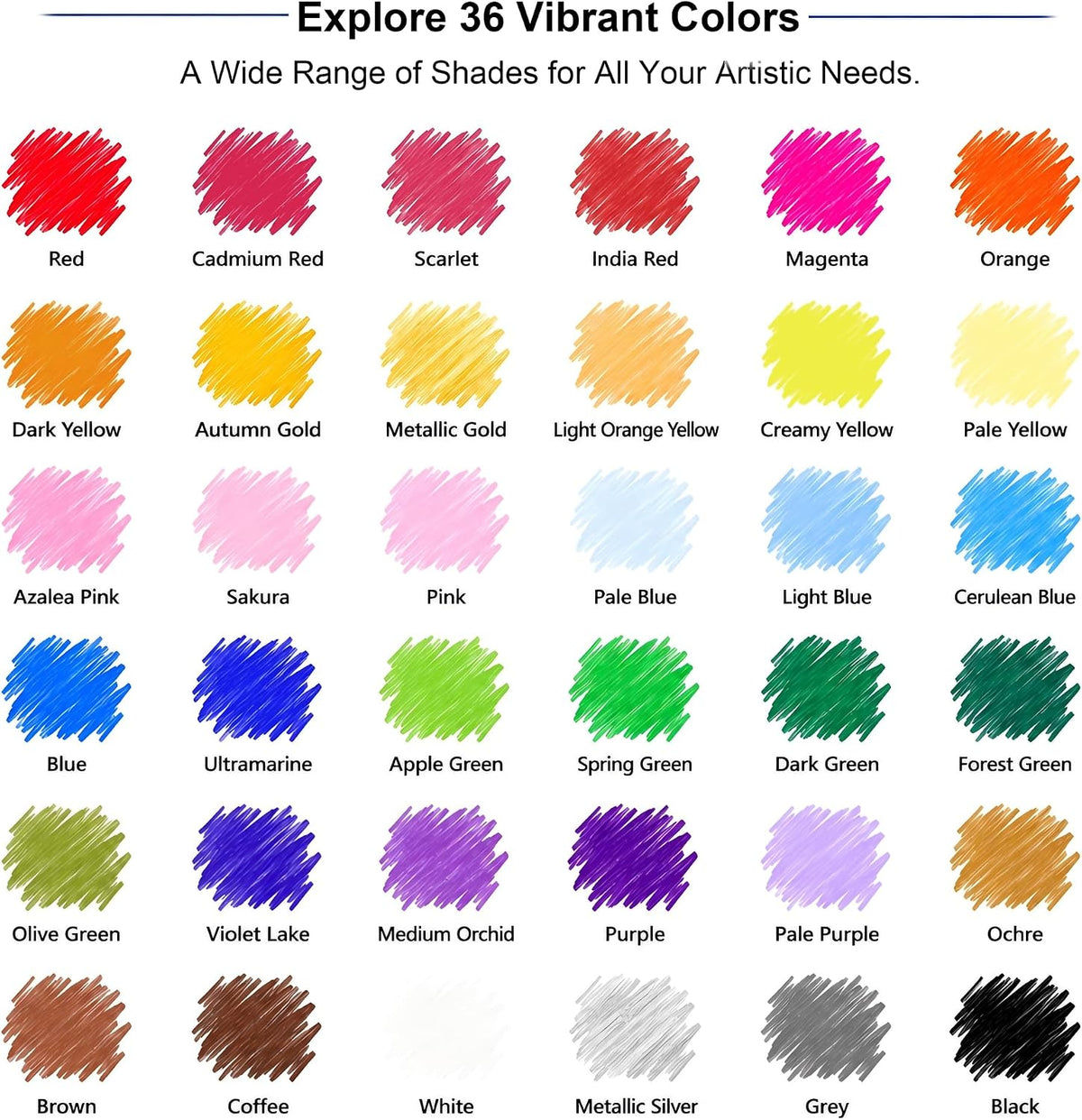 36 Colors Soft Core Colored Pencils Set for Adults & Beginners