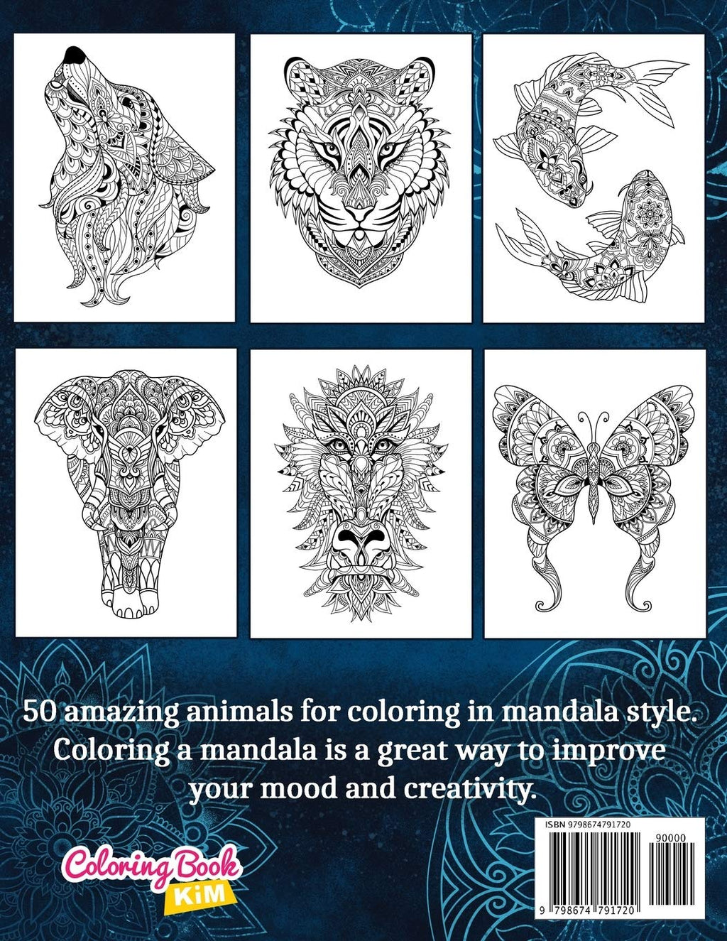 Amazing Animals: Adult Coloring Book, Stress Relieving Mandala Animal Designs