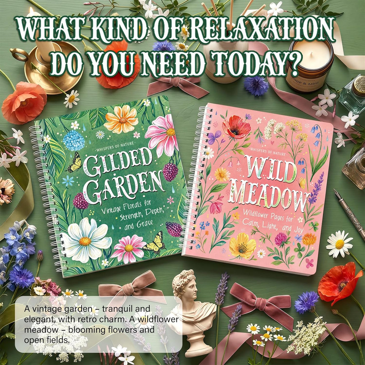 Floral Adult Coloring Books Set of 2, Relaxing Gift for Women