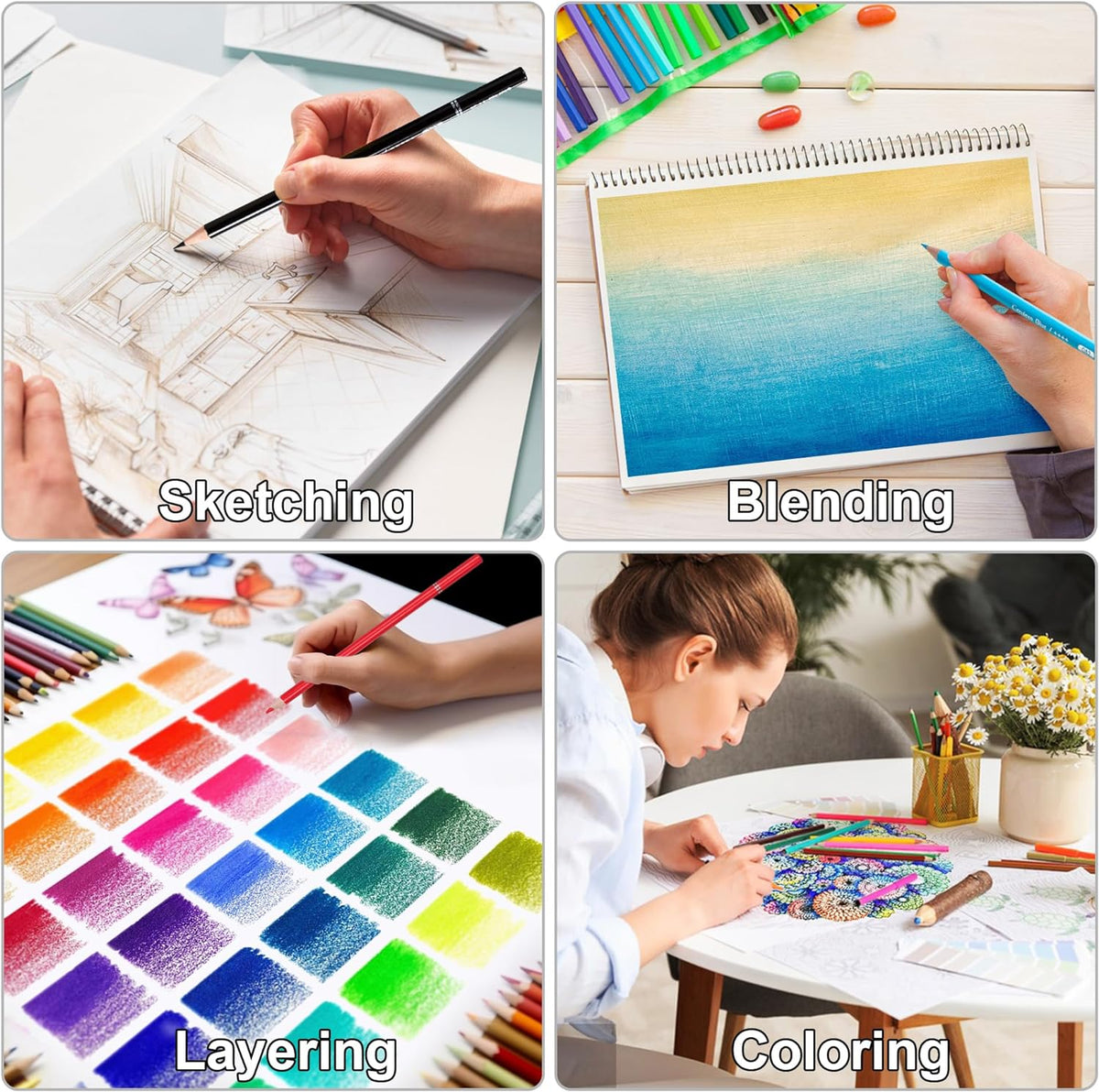 72 Count Colored Pencils for Adult Coloring Books