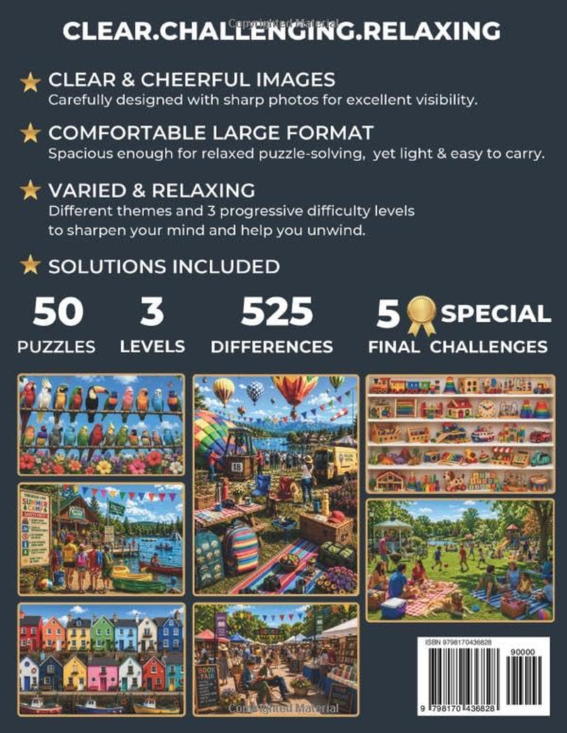 SPOT the DIFFERENCE BOOK for ADULTS: a Premium Seek and Find Book with Clear Images for Excellent Visibility. the Boredom Buster for a Relaxed & Challenging Puzzle-Solving.