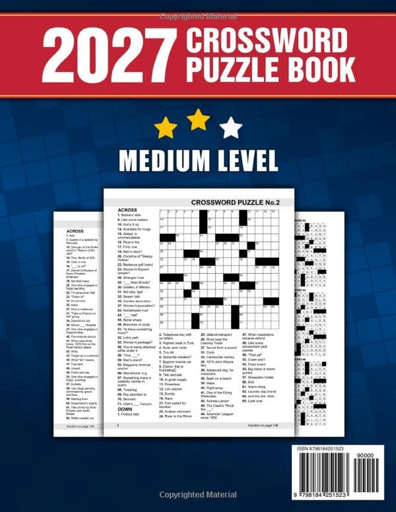 Medium Crossword Puzzle Book for Adults and Seniors with 100 Puzzles: Relaxing Medium Crossword Challenges to Keep Your Mind Sharp and Entertained